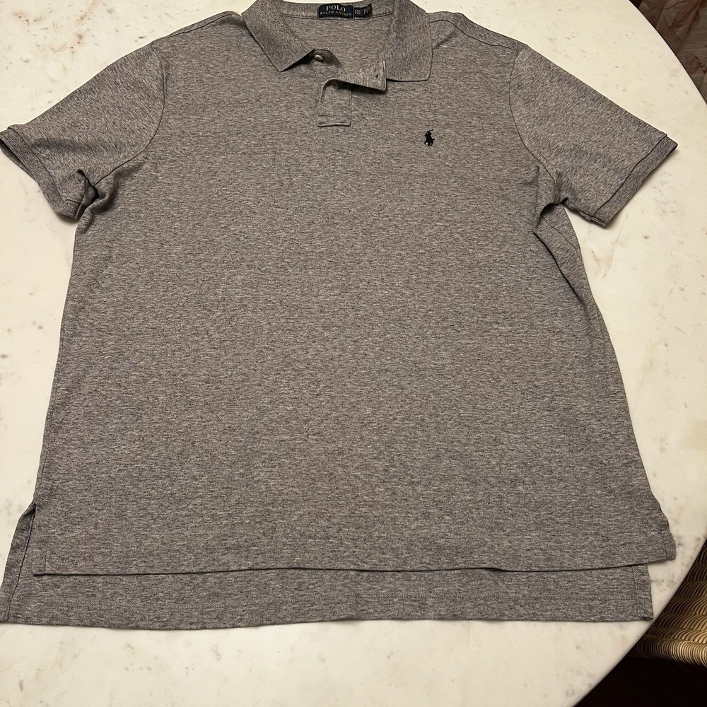 Polo Ralph Lauren Mens Polo Shirt Sz XXL TTG Gray Cotton Short Sleeve Logo